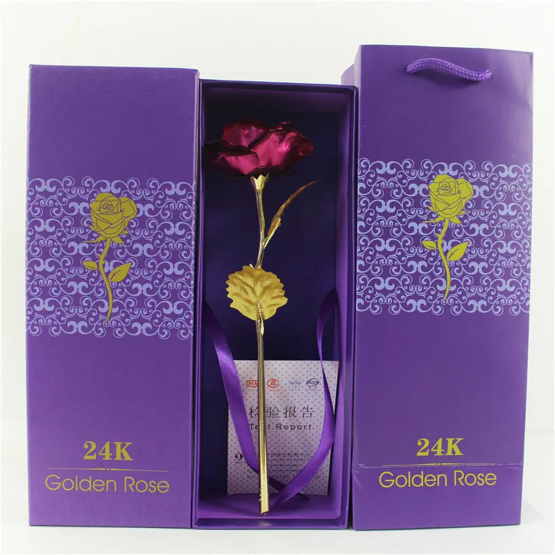 Gold Foil Eternal Rose in Gift Box – 24K  Gold Long-Lasting Romantic Artificial Flower for Weddings, Anniversaries, and Valentine’s Day Love