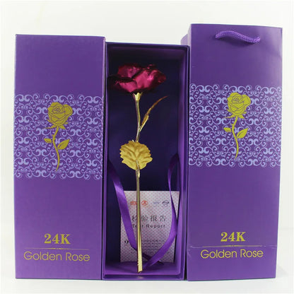 Gold Foil Eternal Rose in Gift Box – 24K  Gold Long-Lasting Romantic Artificial Flower for Weddings, Anniversaries, and Valentine’s Day Love