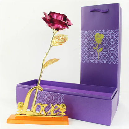 Gold Foil Eternal Rose in Gift Box – 24K  Gold Long-Lasting Romantic Artificial Flower for Weddings, Anniversaries, and Valentine’s Day Love
