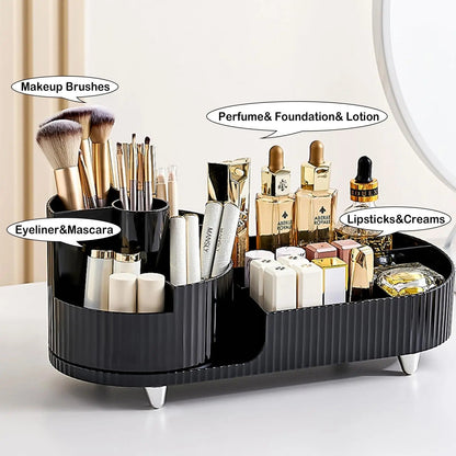 Rotating Makeup Organizer - 360 Rotating Makeup Organizer for Vanity with Brush Holder
