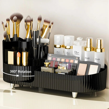 Rotating Makeup Organizer - 360 Rotating Makeup Organizer for Vanity with Brush Holder