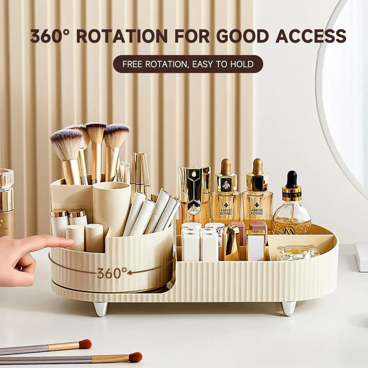 Rotating Makeup Organizer - 360 Rotating Makeup Organizer for Vanity with Brush Holder