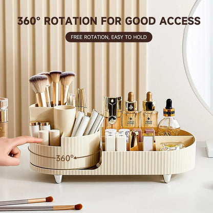 Rotating Makeup Organizer - 360 Rotating Makeup Organizer for Vanity with Brush Holder