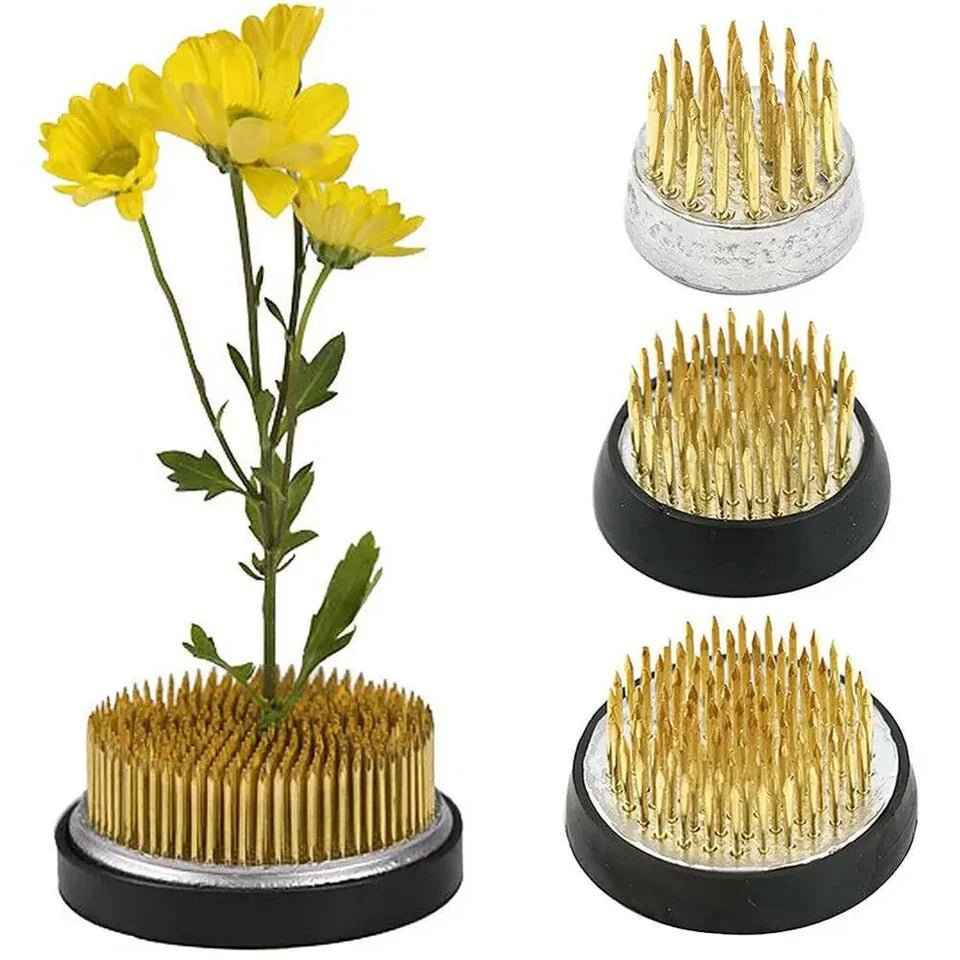 Round Ikebana Kenzan Flower Holder – Spiky Frog Tool for Stunning Japanese Floral Arrangements and Stylish Home Décor