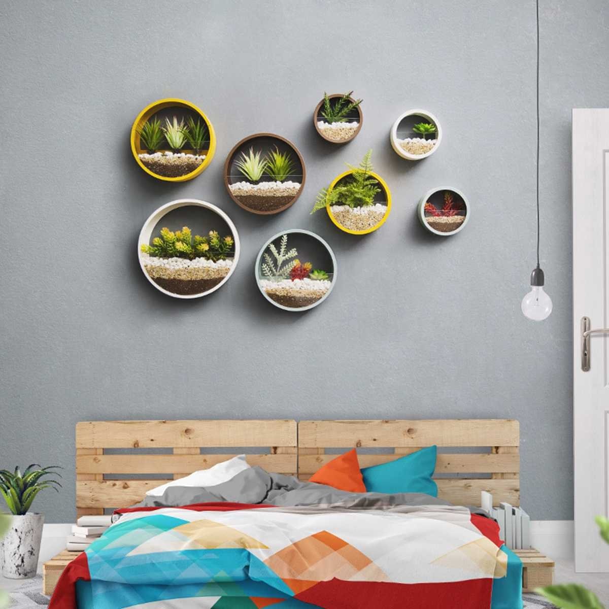 Round Wall Mounted Vase - Hanging Flowerpot Fish Tank Home Living Room Decoration