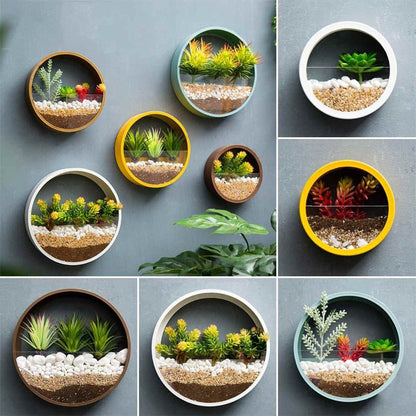 Round Wall Mounted Vase - Hanging Flowerpot Fish Tank Home Living Room Decoration