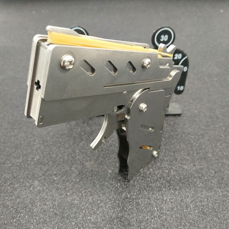 Rubber Band Toy Gun with Keychain - Outdoor Shooting Game for Kids & Adults