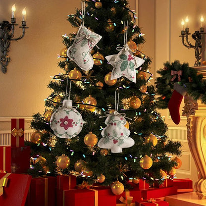 Rustic Linen Christmas Pendants – Charming Tree Ornaments for Holiday Décor & Shopping Mall Displays