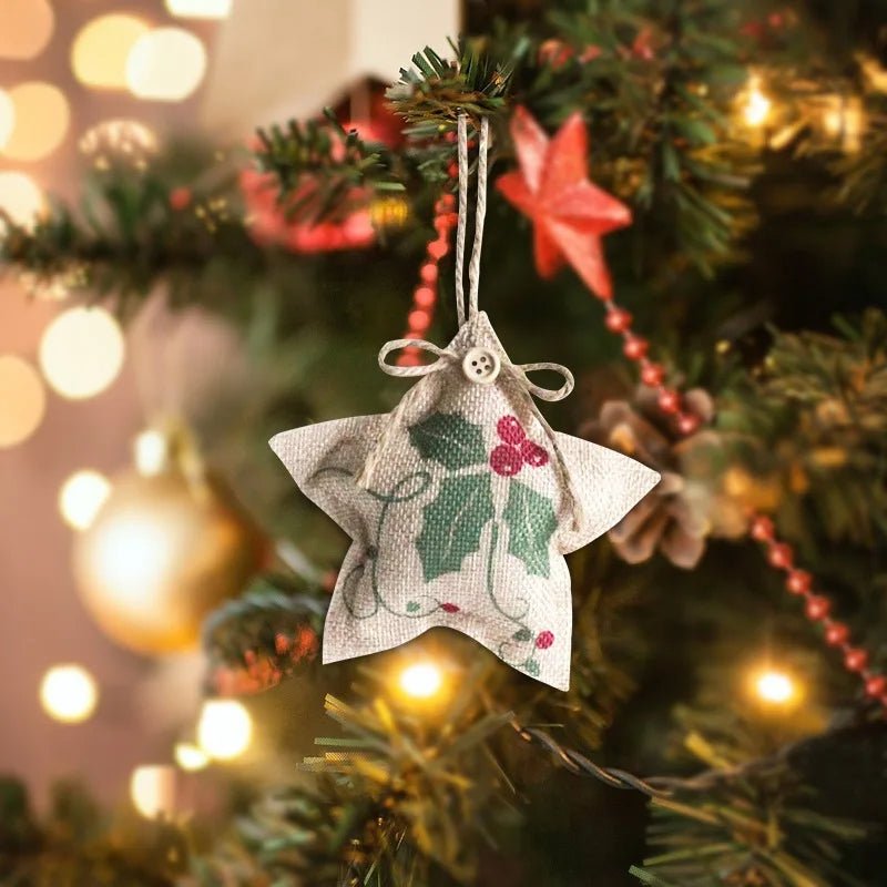 Rustic Linen Christmas Pendants – Charming Tree Ornaments for Holiday Décor & Shopping Mall Displays