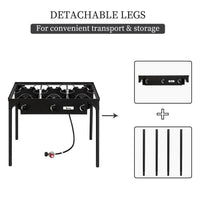 Outdoor Camping Stove Grill: Portable Propane 3-Burner Cooker (225,000 BTU)