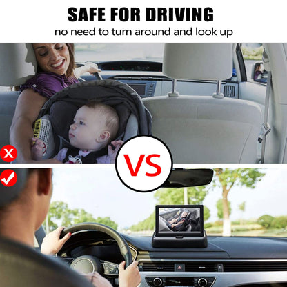 Safe Drive Baby Car Mirror with Night Vision - Foldable Rearview Reverse Parking Monitor