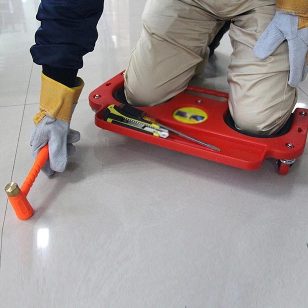 Safety Rolling Knee Pads for Work - Rolling Knee Protection Pad with Wheels Built in Foam Padded Creeper Platform Laying Tile or Vinyl Auto Repair