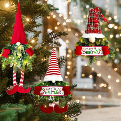 Santa Gnome with Christmas Wreath and Sparkling LED Lights – Perfect for Front Door, Wall, or Window Festive Magic