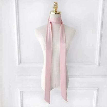 Satin Narrow Scarf - Long Skinny Neck & Hair Ribbon in 10 Colors