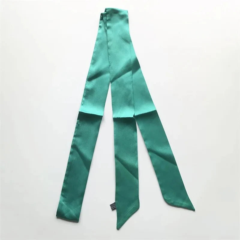 Satin Narrow Scarf - Long Skinny Neck & Hair Ribbon in 10 Colors