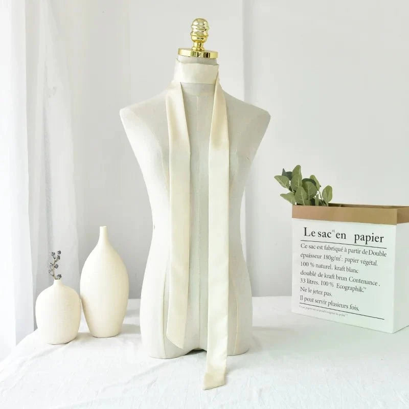 Satin Narrow Scarf - Long Skinny Neck & Hair Ribbon in 10 Colors