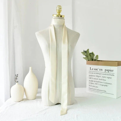 Satin Narrow Scarf - Long Skinny Neck & Hair Ribbon in 10 Colors