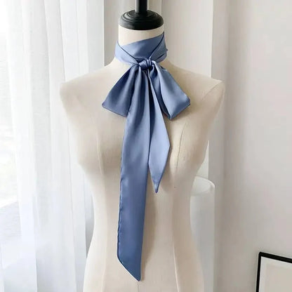 Satin Narrow Scarf - Long Skinny Neck & Hair Ribbon in 10 Colors