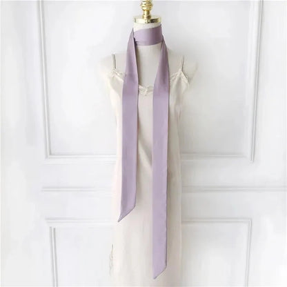 Satin Narrow Scarf - Long Skinny Neck & Hair Ribbon in 10 Colors