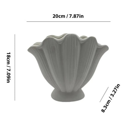 Ceramic SeaShell Vase - Floral Arrangement and Terrarium Room Decoration Accessories