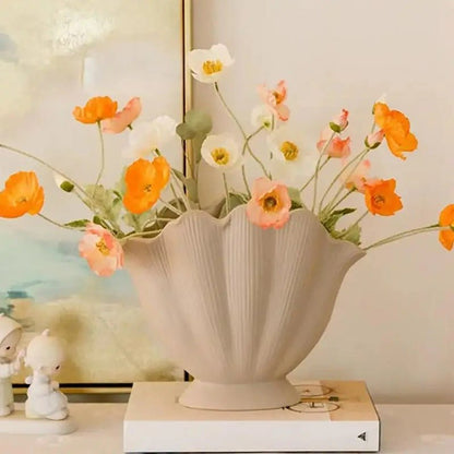 Ceramic SeaShell Vase - Floral Arrangement and Terrarium Room Decoration Accessories