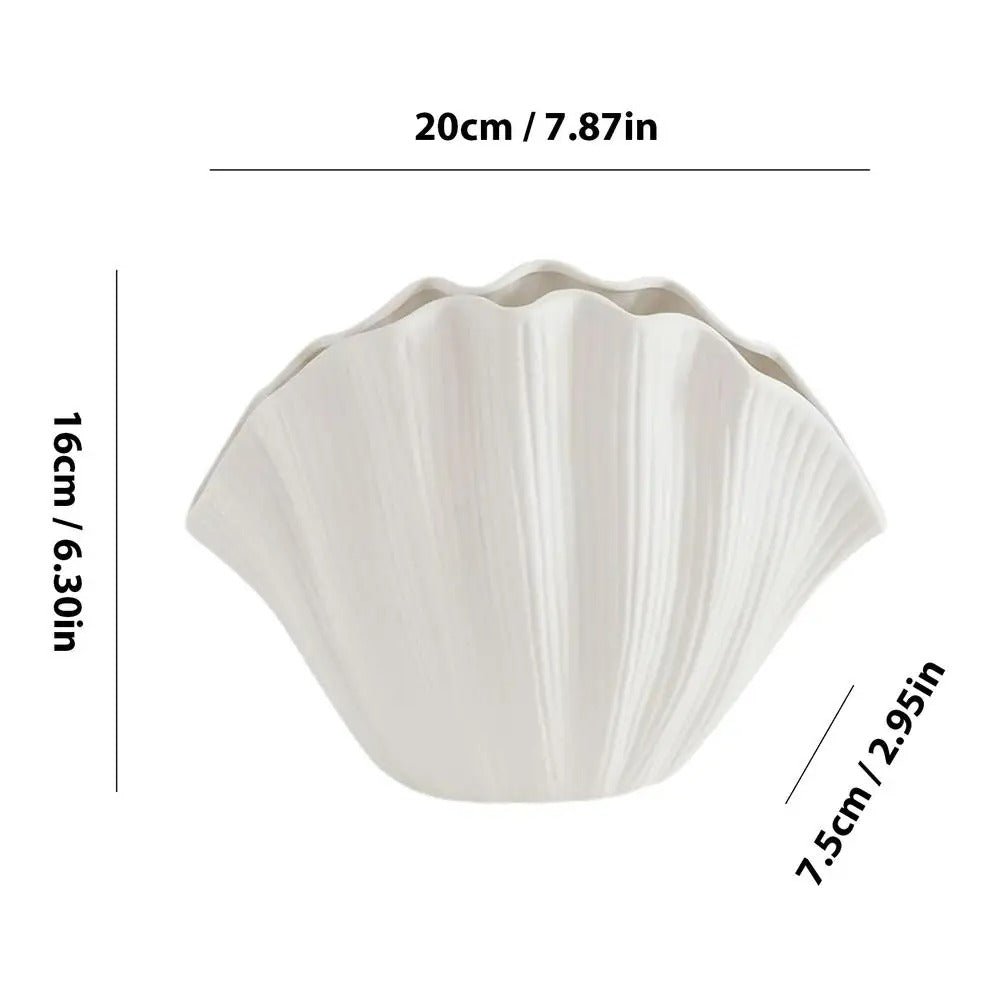 Ceramic SeaShell Vase - Floral Arrangement and Terrarium Room Decoration Accessories
