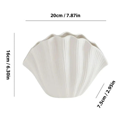Ceramic SeaShell Vase - Floral Arrangement and Terrarium Room Decoration Accessories