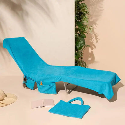 Extra-Large Quick Dry Beach Lounge Chair Towel – Microfiber Spa Pool Towel with Handy Pockets for Travel and Relaxation