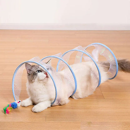 Self-Play Hunting Tunnel Cat Spiral Toy - Indoor Cat Spring Toy Activity Structure, Portable and Foldable Toy