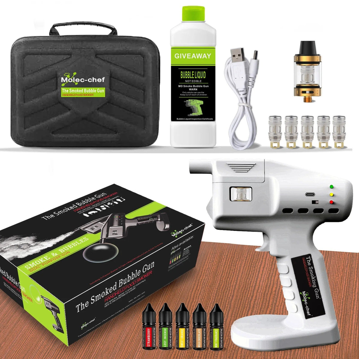 Cocktail Bubble Smoke Gun Kit – Electric Aroma Bubble Gun for Drinks