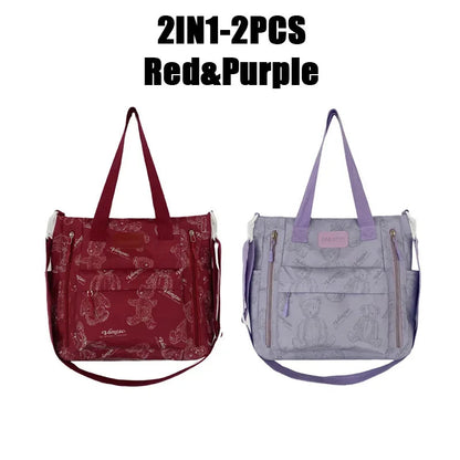 Bear Print Multi-Compartment Backpack Purse – Stylish & Spacious Nurse, Teacher & Laptop Bag