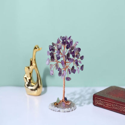 Seven-Color Agate Money Tree with Crystals – Feng Shui Symbol of Luck and Prosperity for Home or Office Desk