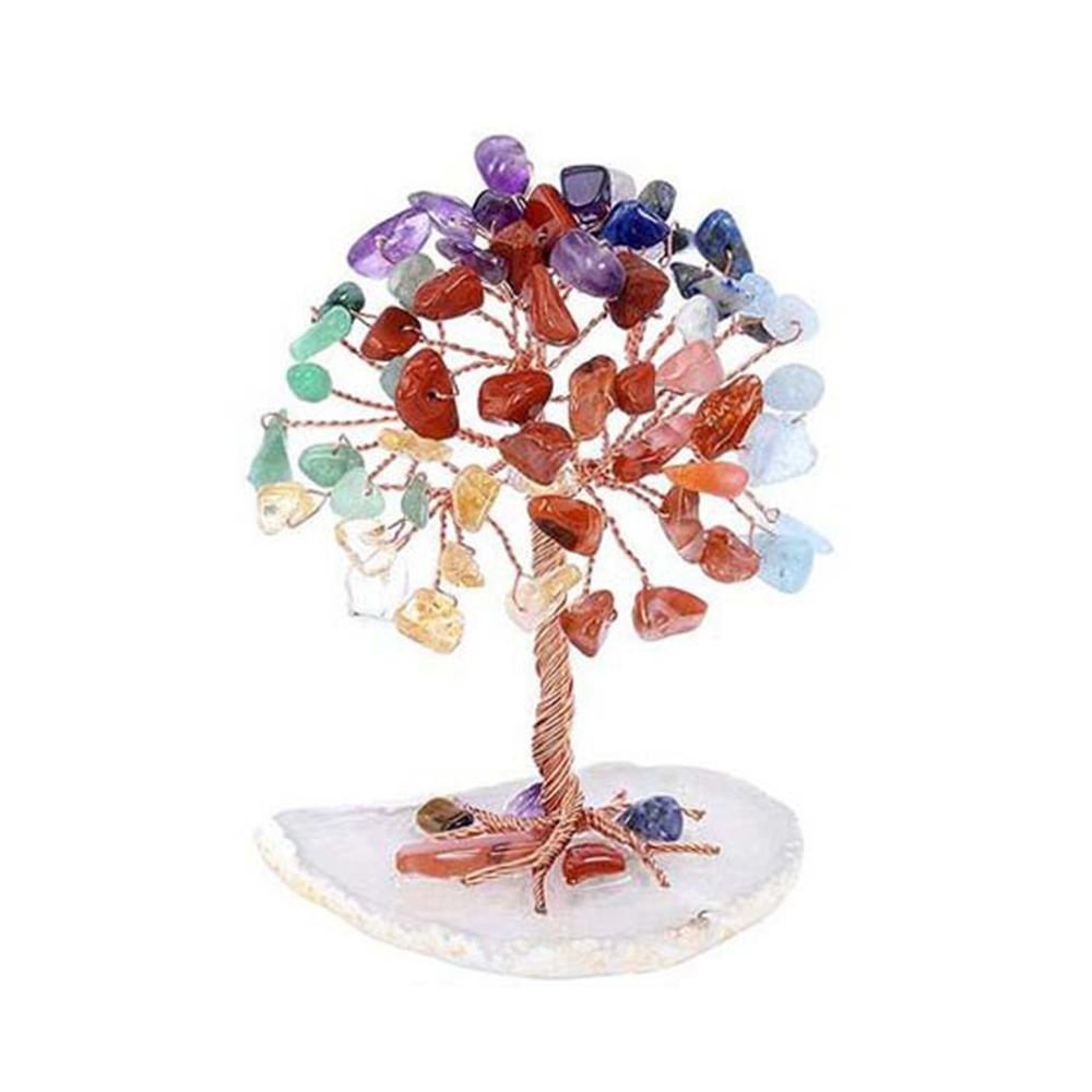 Seven-Color Agate Money Tree with Crystals – Feng Shui Symbol of Luck and Prosperity for Home or Office Desk