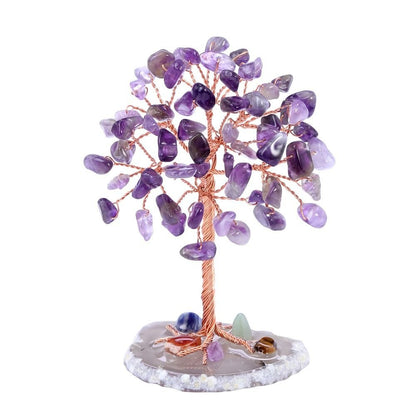 Seven-Color Agate Money Tree with Crystals – Feng Shui Symbol of Luck and Prosperity for Home or Office Desk