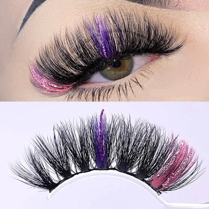 Fluffy Glitter Ombre 5D Mink Lashes – Magnetic Eyelash Extensions in Bulk with Lash Box Packaging for Glamorous, Natural Eye Makeup Looks