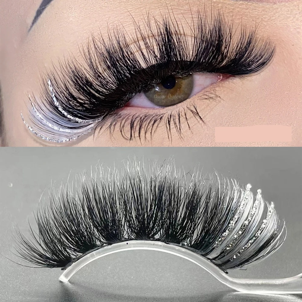 Fluffy Glitter Ombre 5D Mink Lashes – Magnetic Eyelash Extensions in Bulk with Lash Box Packaging for Glamorous, Natural Eye Makeup Looks
