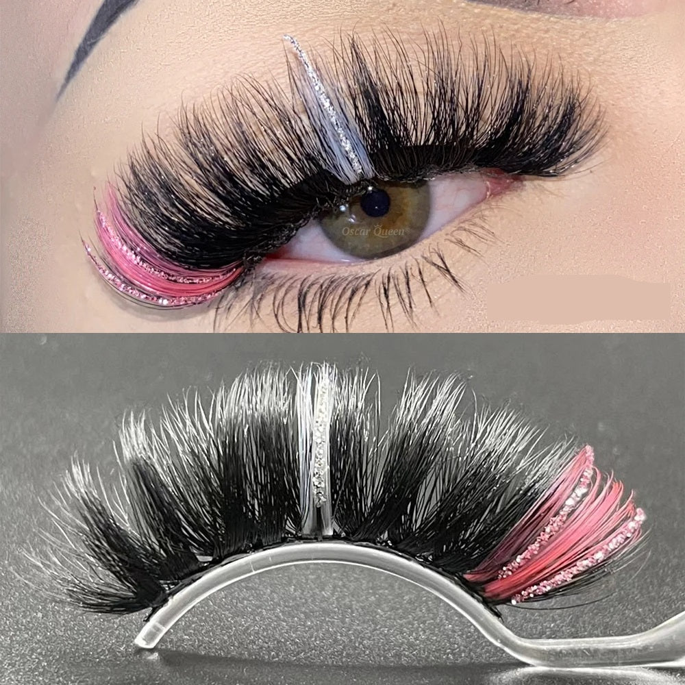 Fluffy Glitter Ombre 5D Mink Lashes – Magnetic Eyelash Extensions in Bulk with Lash Box Packaging for Glamorous, Natural Eye Makeup Looks