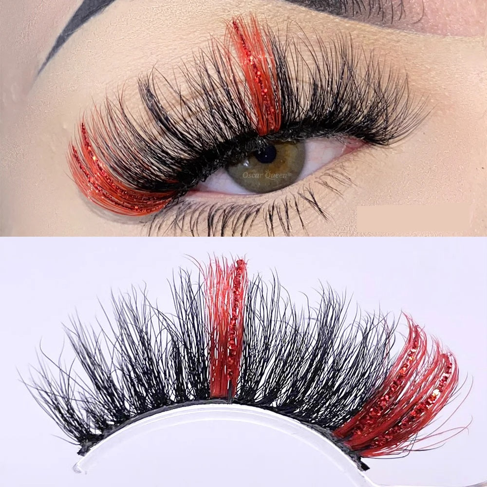Fluffy Glitter Ombre 5D Mink Lashes – Magnetic Eyelash Extensions in Bulk with Lash Box Packaging for Glamorous, Natural Eye Makeup Looks