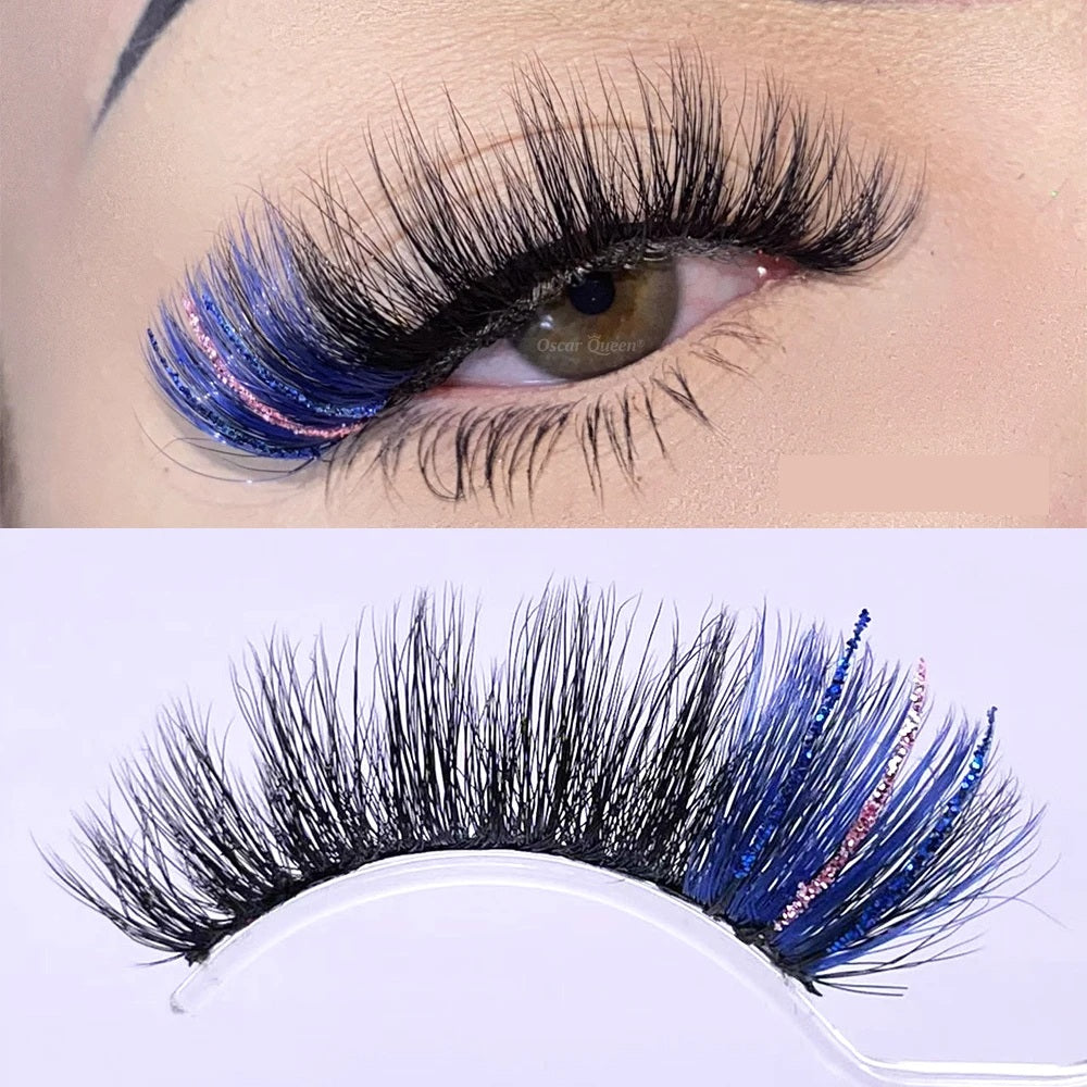Fluffy Glitter Ombre 5D Mink Lashes – Magnetic Eyelash Extensions in Bulk with Lash Box Packaging for Glamorous, Natural Eye Makeup Looks