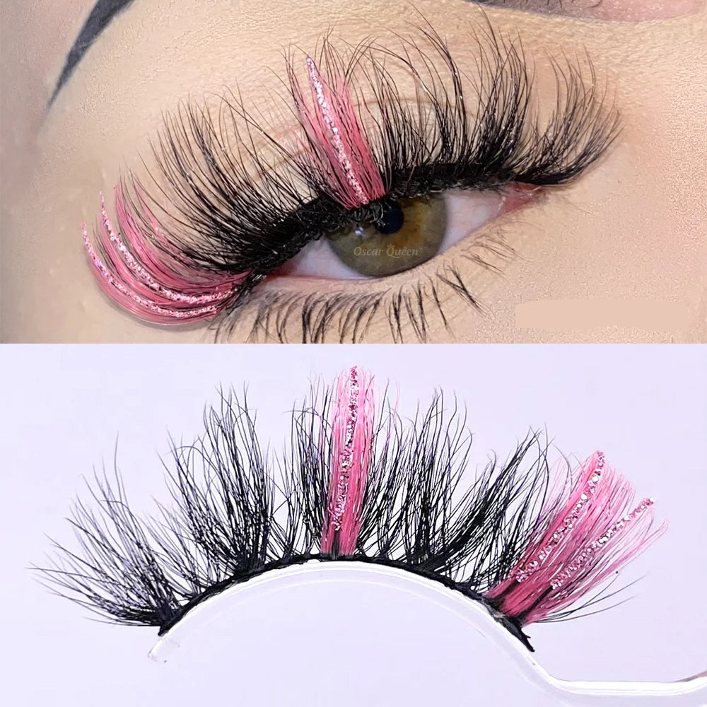 Fluffy Glitter Ombre 5D Mink Lashes – Magnetic Eyelash Extensions in Bulk with Lash Box Packaging for Glamorous, Natural Eye Makeup Looks