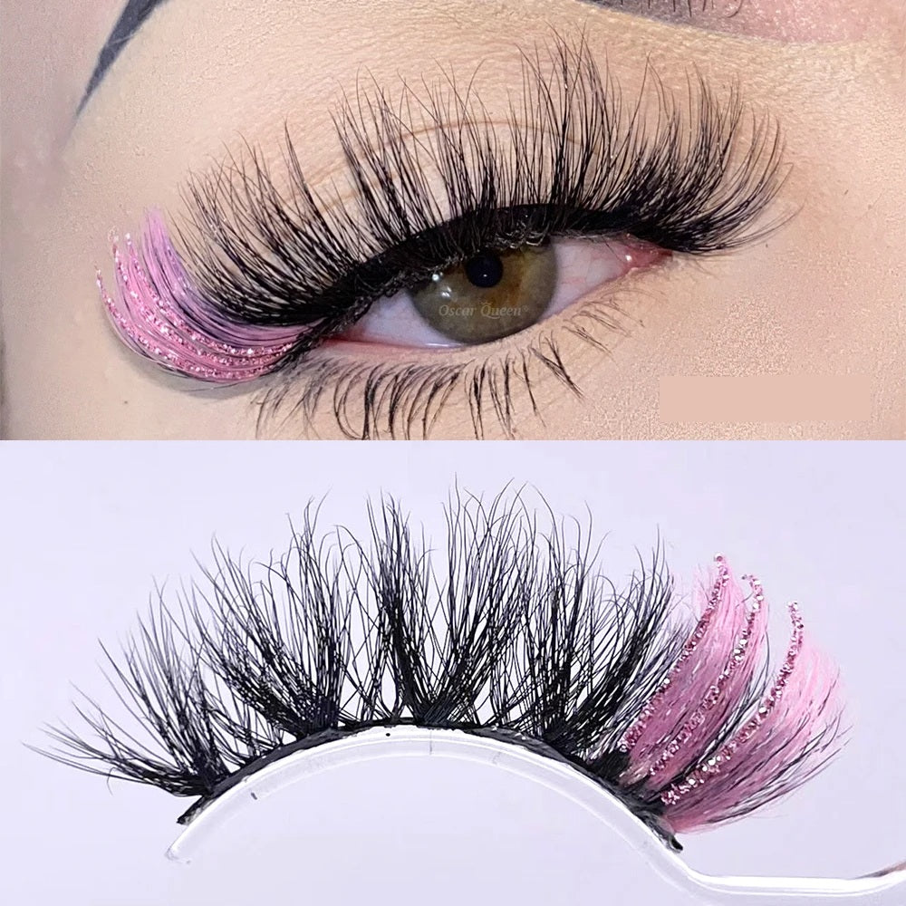 Fluffy Glitter Ombre 5D Mink Lashes – Magnetic Eyelash Extensions in Bulk with Lash Box Packaging for Glamorous, Natural Eye Makeup Looks