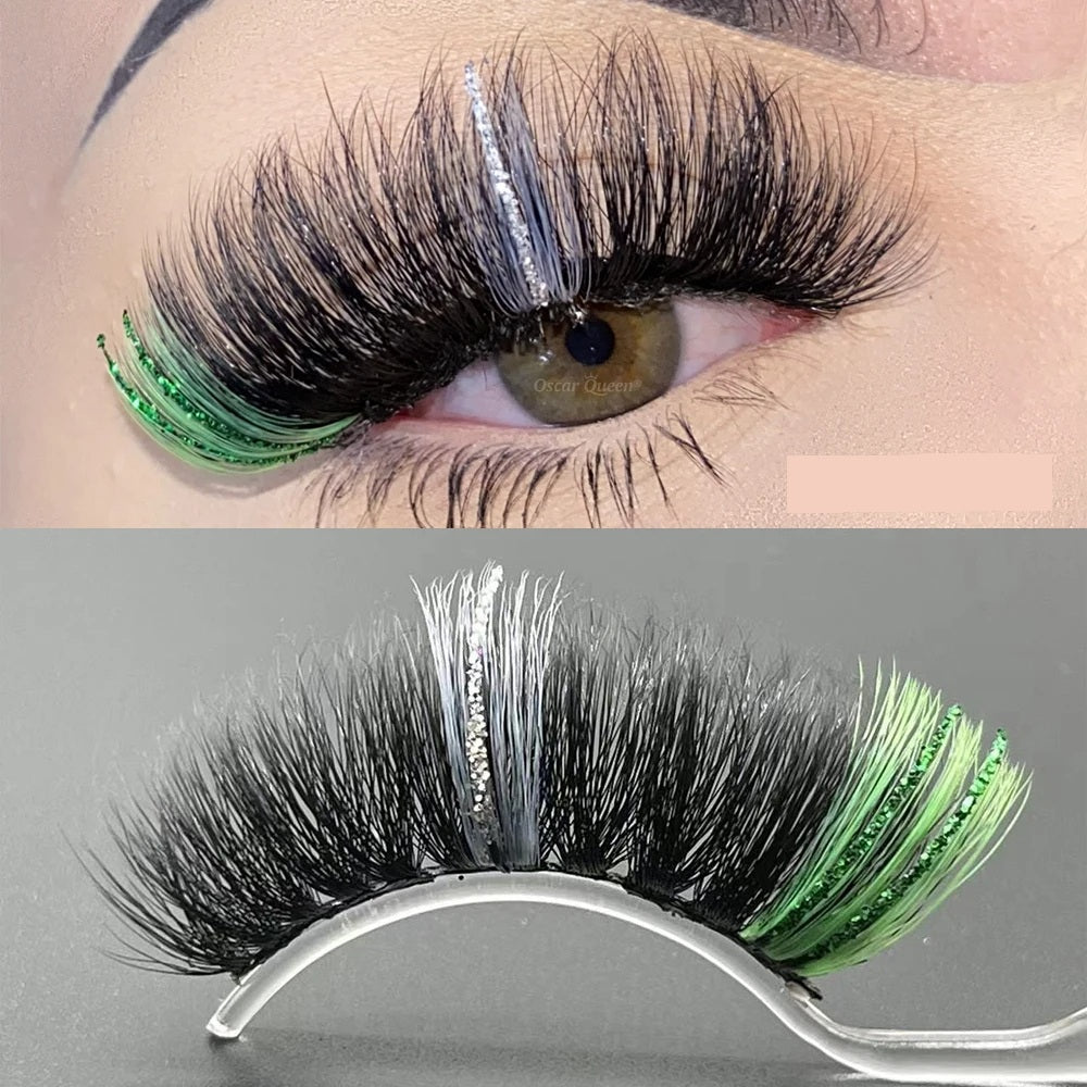 Fluffy Glitter Ombre 5D Mink Lashes – Magnetic Eyelash Extensions in Bulk with Lash Box Packaging for Glamorous, Natural Eye Makeup Looks