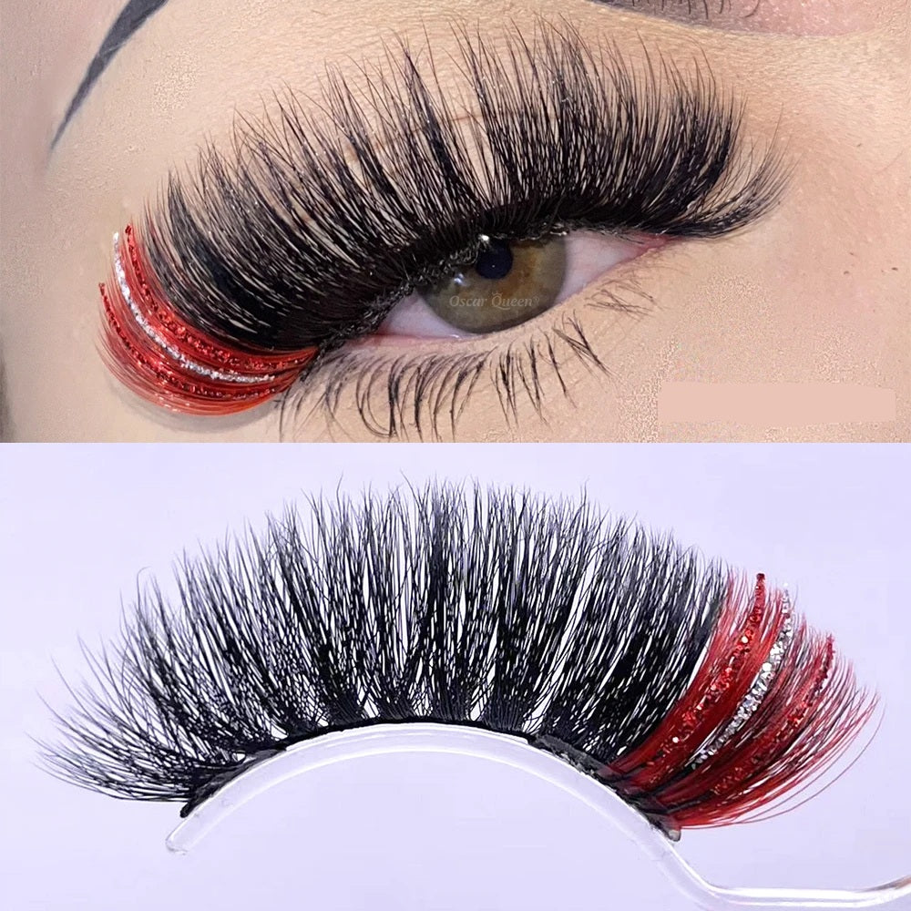 Fluffy Glitter Ombre 5D Mink Lashes – Magnetic Eyelash Extensions in Bulk with Lash Box Packaging for Glamorous, Natural Eye Makeup Looks