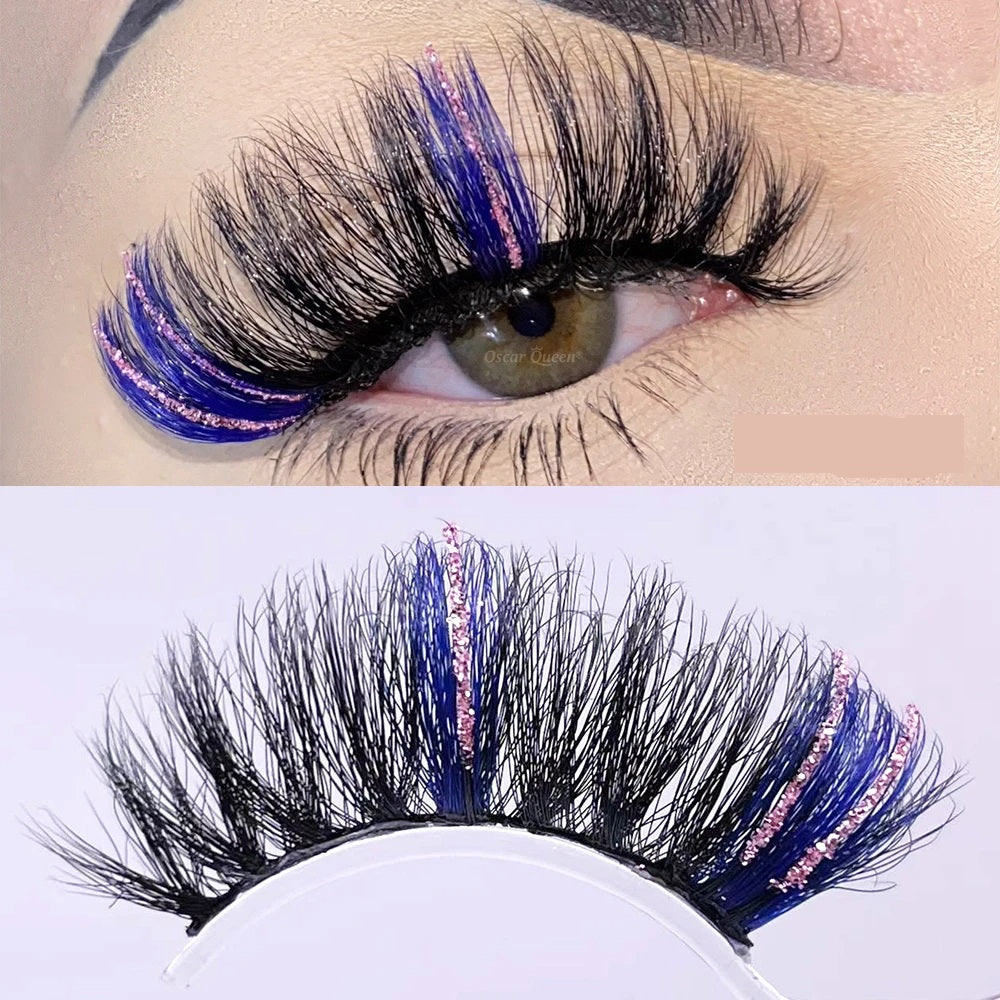 Fluffy Glitter Ombre 5D Mink Lashes – Magnetic Eyelash Extensions in Bulk with Lash Box Packaging for Glamorous, Natural Eye Makeup Looks