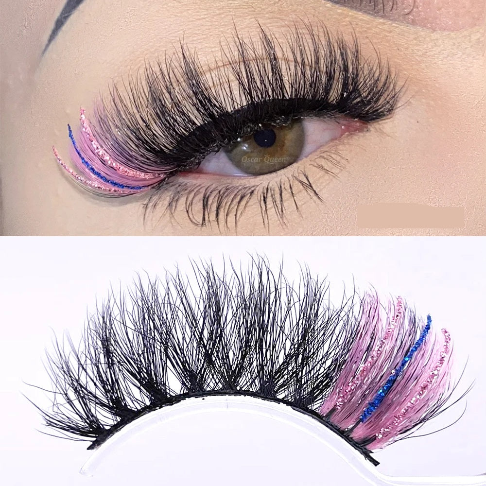 Fluffy Glitter Ombre 5D Mink Lashes – Magnetic Eyelash Extensions in Bulk with Lash Box Packaging for Glamorous, Natural Eye Makeup Looks
