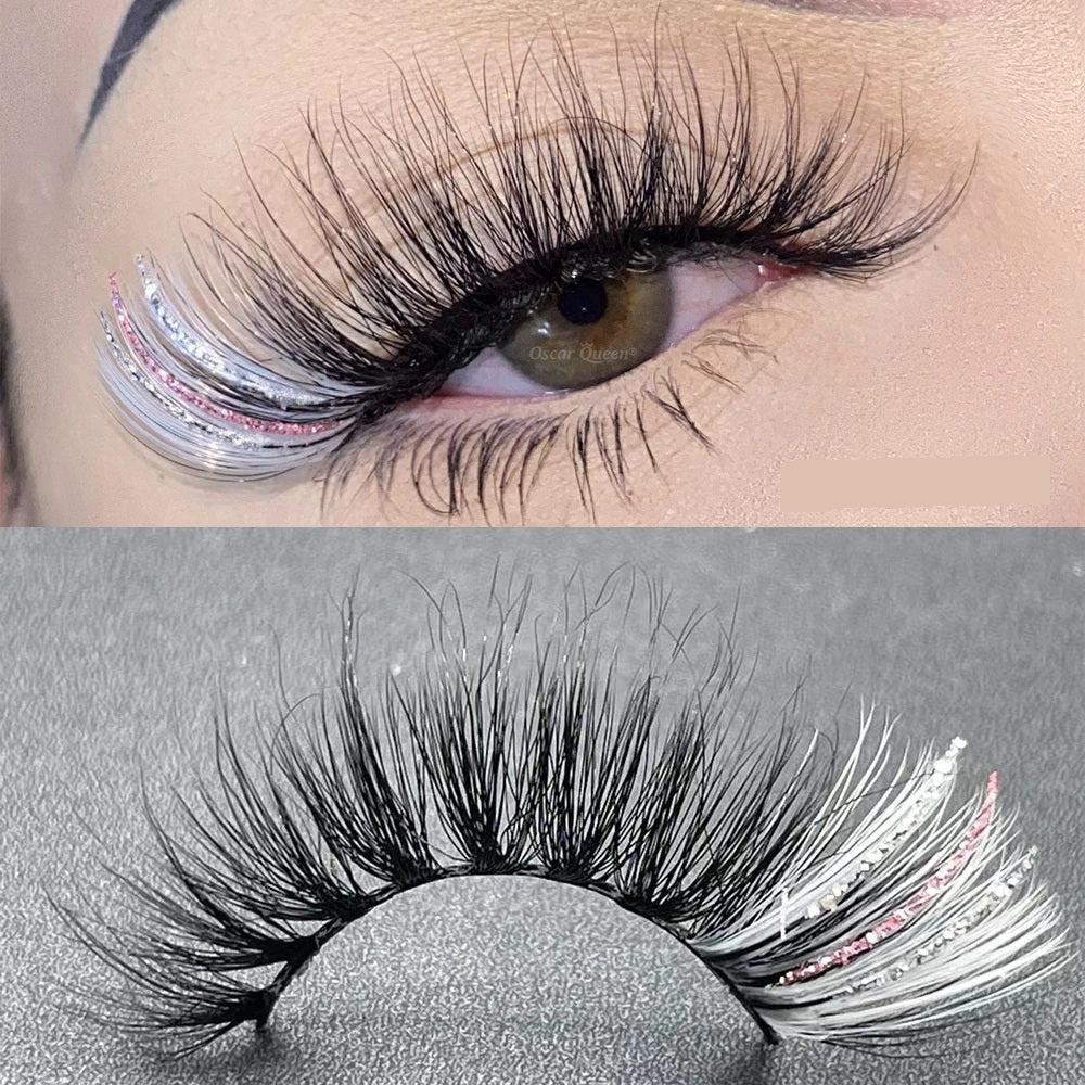 Fluffy Glitter Ombre 5D Mink Lashes – Magnetic Eyelash Extensions in Bulk with Lash Box Packaging for Glamorous, Natural Eye Makeup Looks