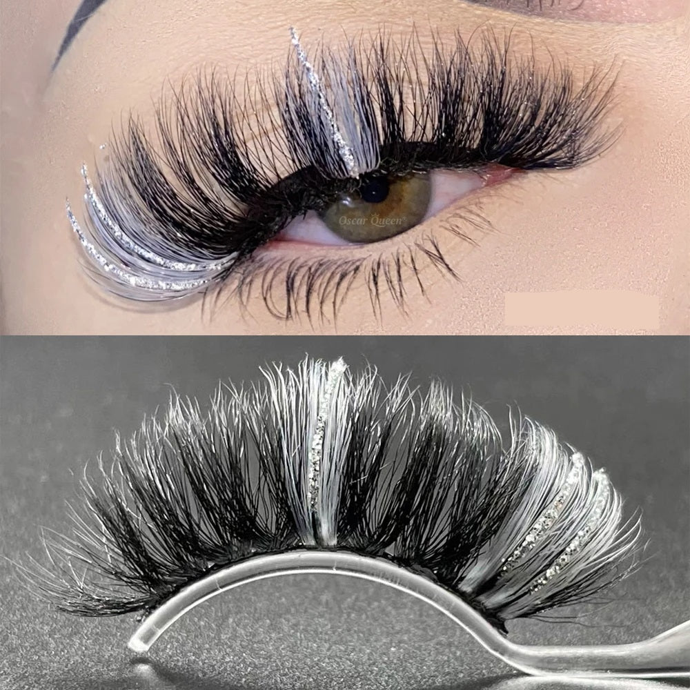 Fluffy Glitter Ombre 5D Mink Lashes – Magnetic Eyelash Extensions in Bulk with Lash Box Packaging for Glamorous, Natural Eye Makeup Looks