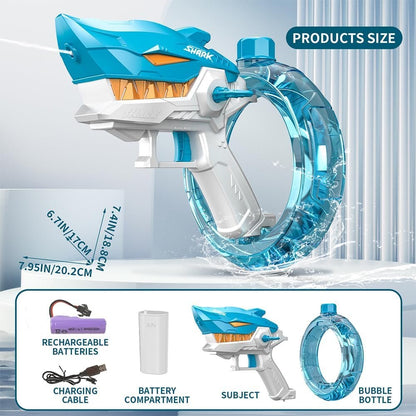 Electric Shark Water Gun Toy - High-Pressure Continuous Shooting Water Spray Toy with Electric Pump