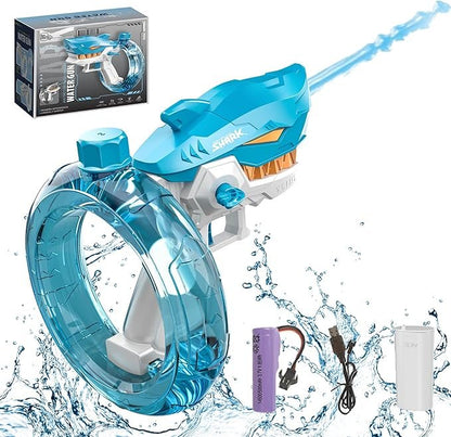 Electric Shark Water Gun Toy - High-Pressure Continuous Shooting Water Spray Toy with Electric Pump