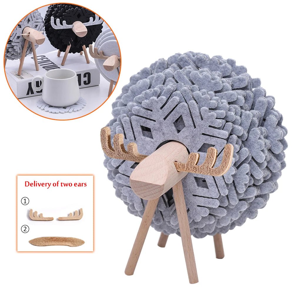Sheep-Shaped Felt Coasters – Non-Slip Insulated Cup Mats for Cozy Home & Office Décor, Perfect Gift Idea